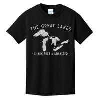 Cool Gift Great Lakes Shark Free And Unsalted Funny Vintage Kids T-Shirt