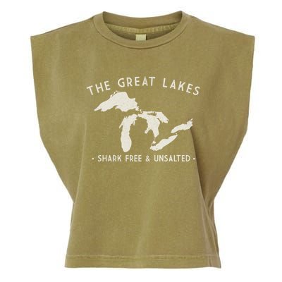 Cool Gift Great Lakes Shark Free And Unsalted Funny Vintage Garment-Dyed Women's Muscle Tee