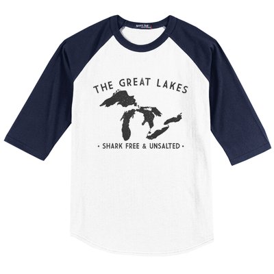 Cool Gift Great Lakes Shark Free And Unsalted Funny Vintage Baseball Sleeve Shirt