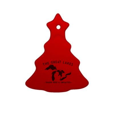 Cool Gift Great Lakes Shark Free And Unsalted Funny Vintage Ceramic Tree Ornament