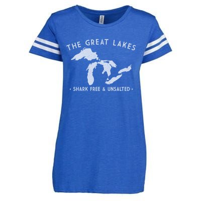 Cool Gift Great Lakes Shark Free And Unsalted Funny Vintage Enza Ladies Jersey Football T-Shirt