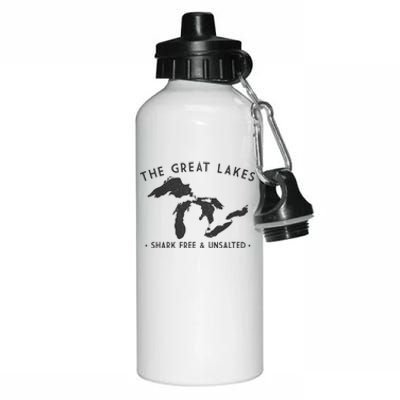 Cool Gift Great Lakes Shark Free And Unsalted Funny Vintage Aluminum Water Bottle