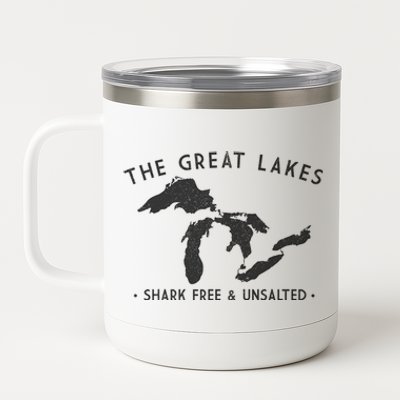 Cool Gift Great Lakes Shark Free And Unsalted Funny Vintage 12 oz Stainless Steel Tumbler Cup