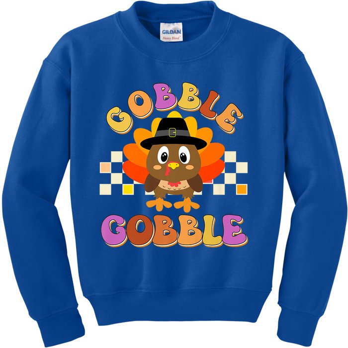 Cute Gobble Gobble Turkey Pilgrim Little Thanksgiving Gift Kids Sweatshirt