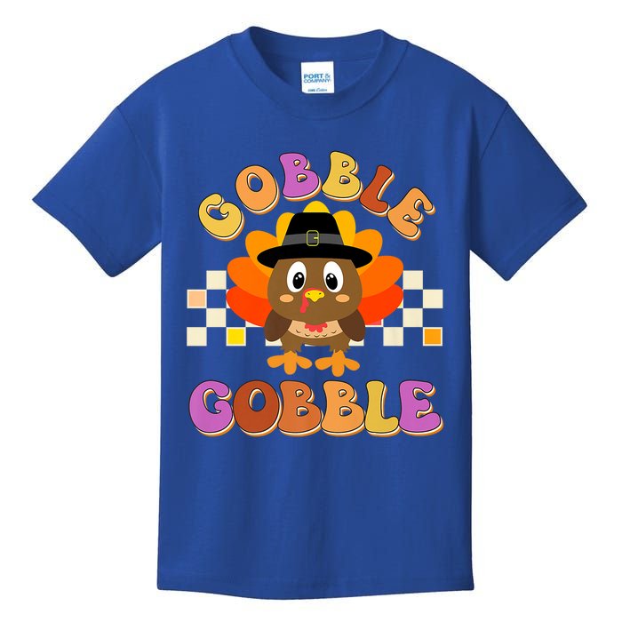 Cute Gobble Gobble Turkey Pilgrim Little Thanksgiving Gift Kids T-Shirt