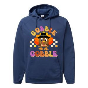 Cute Gobble Gobble Turkey Pilgrim Little Thanksgiving Gift Performance Fleece Hoodie