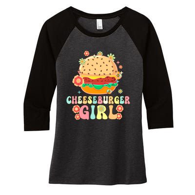 Cheeseburger Girl Groovy Burger Girl Women's Tri-Blend 3/4-Sleeve Raglan Shirt