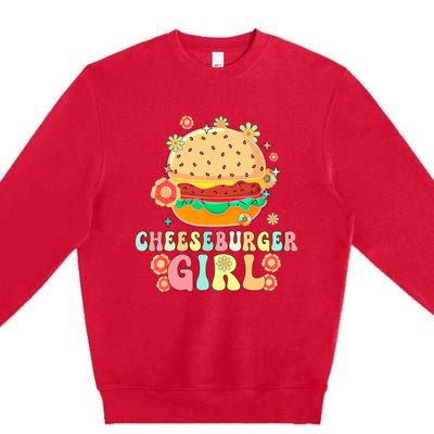 Cheeseburger Girl Groovy Burger Girl Premium Crewneck Sweatshirt