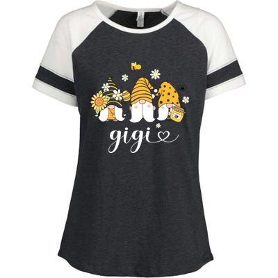 Cute Gigi Gnomes With Bees And Sunflower Country Style Gift Enza Ladies Jersey Colorblock Tee