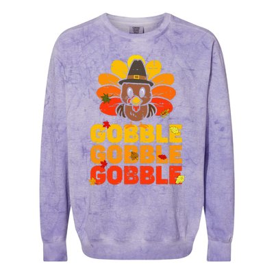 cute gobble gobble turkey thanksgiving day  Colorblast Crewneck Sweatshirt