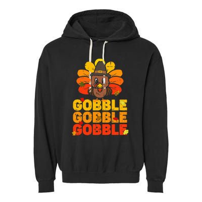 cute gobble gobble turkey thanksgiving day  Garment-Dyed Fleece Hoodie