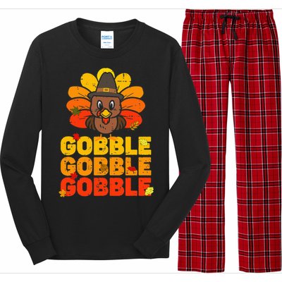 cute gobble gobble turkey thanksgiving day  Long Sleeve Pajama Set