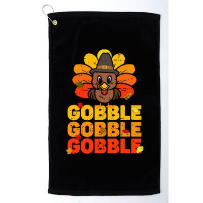 cute gobble gobble turkey thanksgiving day  Platinum Collection Golf Towel