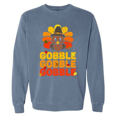 cute gobble gobble turkey thanksgiving day  Garment-Dyed Sweatshirt