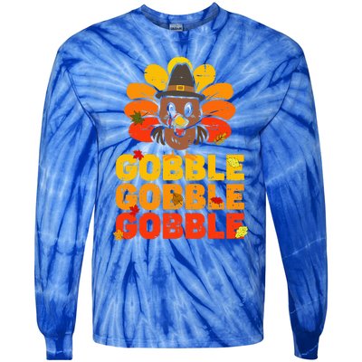 cute gobble gobble turkey thanksgiving day  Tie-Dye Long Sleeve Shirt