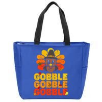 cute gobble gobble turkey thanksgiving day  Zip Tote Bag