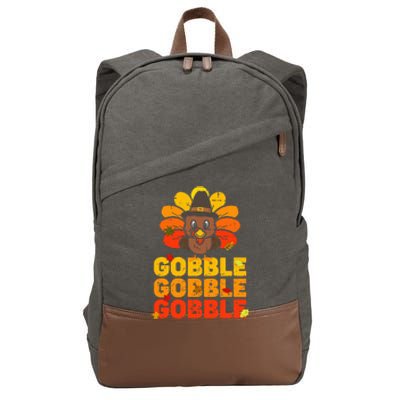 cute gobble gobble turkey thanksgiving day  Cotton Canvas Backpack