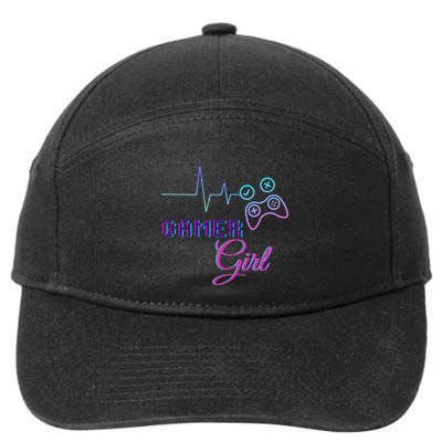 Cute Gamer Gamer Heartbeat Video Game Lovers Gift 7-Panel Snapback Hat