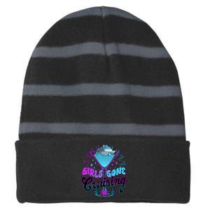 Cute Girl Gone Cruising Girl Trip Striped Beanie with Solid Band