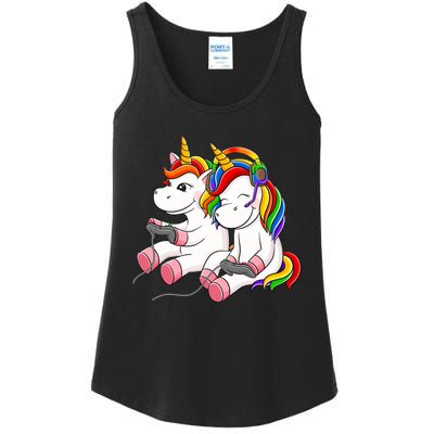 Couple Gaymer Gay Gmaer Unicorn Lgbt Rainbow Flag Pride Ladies Essential Tank