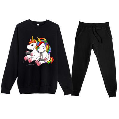 Couple Gaymer Gay Gmaer Unicorn Lgbt Rainbow Flag Pride Premium Crewneck Sweatsuit Set