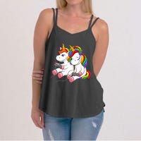 Couple Gaymer Gay Gmaer Unicorn Lgbt Rainbow Flag Pride Women's Strappy Tank