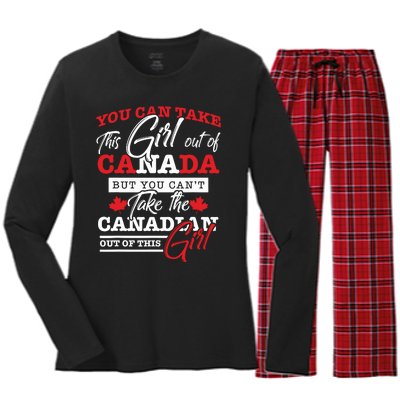 Canadian Girl Gifts Maple Leaf Canada Women's Long Sleeve Flannel Pajama Set 