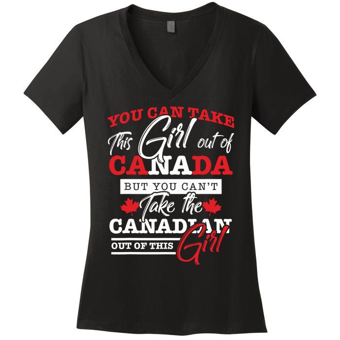 Canadian Girl Gifts Maple Leaf Canada Women's V-Neck T-Shirt