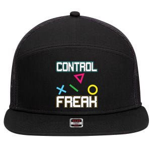 Control Game Gamer Freak Gaming Gift 7 Panel Mesh Trucker Snapback Hat