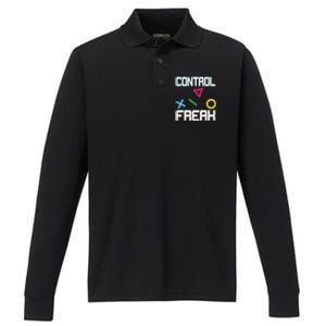 Control Game Gamer Freak Gaming Gift Performance Long Sleeve Polo