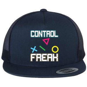 Control Game Gamer Freak Gaming Gift Flat Bill Trucker Hat