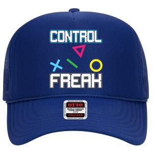 Control Game Gamer Freak Gaming Gift High Crown Mesh Back Trucker Hat