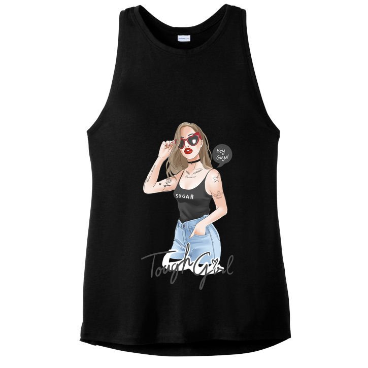 Cool Girl Girl In Sunglasses Ladies PosiCharge Tri-Blend Wicking Tank