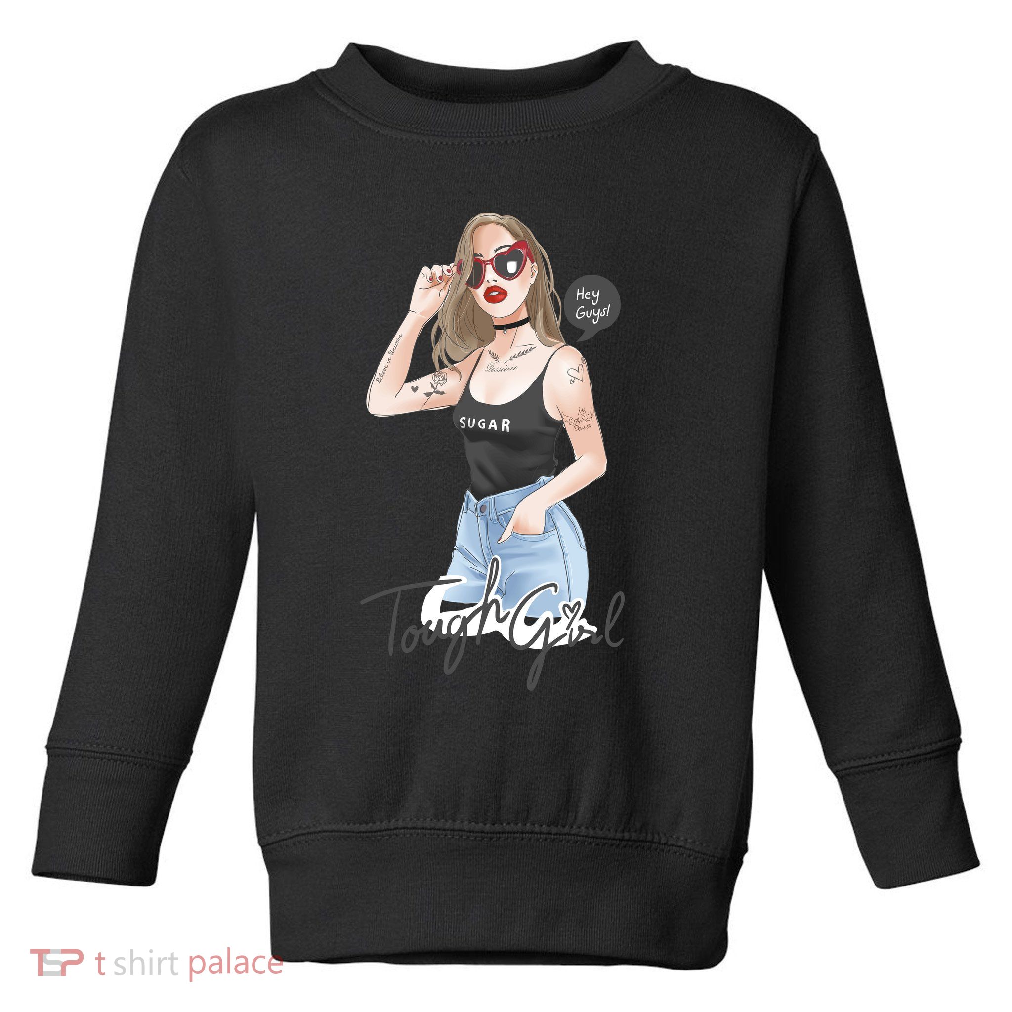 Cool Girl Girl In Sunglasses Toddler Sweatshirt