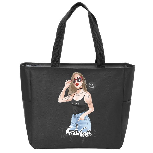 Cool Girl Girl In Sunglasses Zip Tote Bag