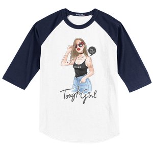 Cool Girl Girl In Sunglasses Baseball Sleeve Shirt