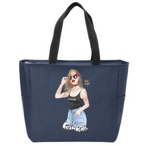 Cool Girl Girl In Sunglasses Zip Tote Bag