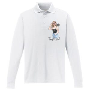 Cool Girl Girl In Sunglasses Performance Long Sleeve Polo