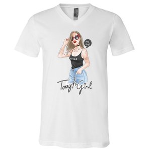 Cool Girl Girl In Sunglasses V-Neck T-Shirt