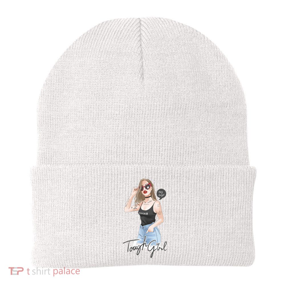 Cool Girl Girl In Sunglasses Beanie