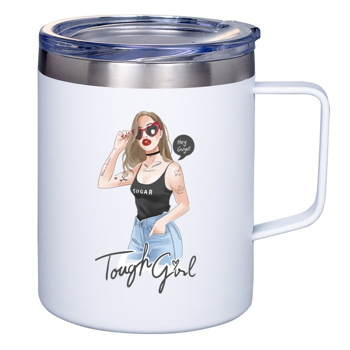 Cool Girl Girl In Sunglasses 12oz Stainless Steel Coffee Mug