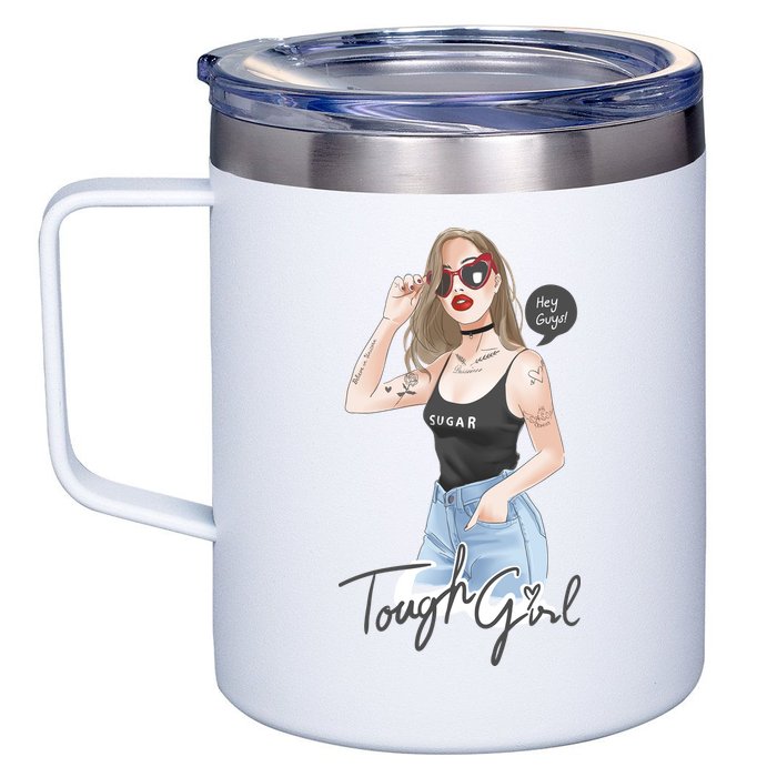 Cool Girl Girl In Sunglasses 12oz Stainless Steel Coffee Mug