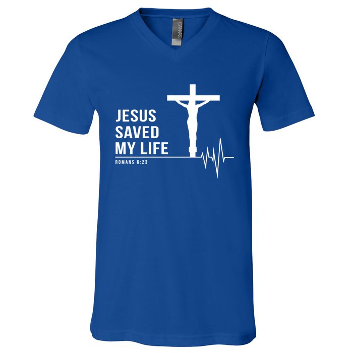 Christian Group Gift Jesus Saved My Life Holy Week Bible Gift V-Neck T-Shirt