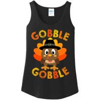 Cute Gobble Gobble Turkey Pilgrim Little Boys Thanksgiving Ladies Essential Tank