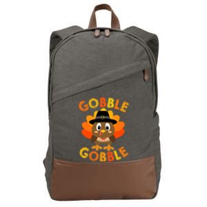 Cute Gobble Gobble Turkey Pilgrim Little Boys Thanksgiving Cotton Canvas Backpack