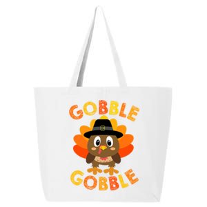 Cute Gobble Gobble Turkey Pilgrim Little Boys Thanksgiving 25L Jumbo Tote