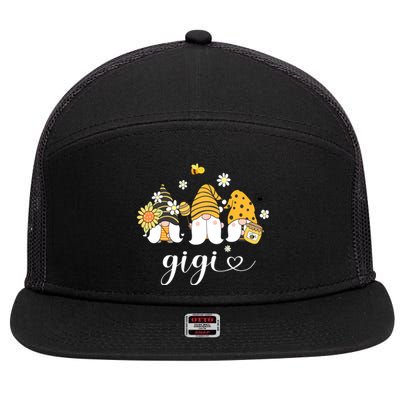 Cute Gigi Gnomes With Bees And Sunflower Country Style Gift 7 Panel Mesh Trucker Snapback Hat