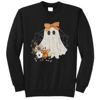 Coquette Ghost Halloween Flower Ghost Spooky Lace Ghost Sweatshirt