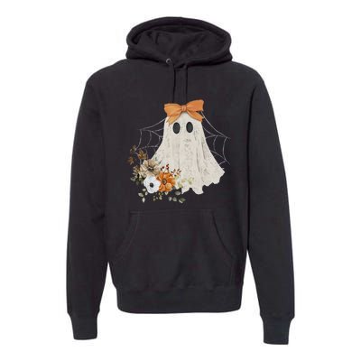 Coquette Ghost Halloween Flower Ghost Spooky Lace Ghost Premium Hoodie