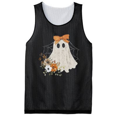 Coquette Ghost Halloween Flower Ghost Spooky Lace Ghost Mesh Reversible Basketball Jersey Tank